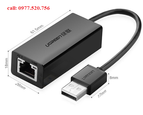 Cáp chuyển đổi USB 2.0 to Lan RJ45 10/100 Mbps Ugreen 20254